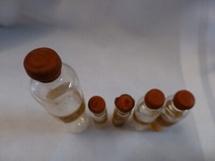 Five Pharmaceutical/Syringe Vials Var. Sizes 1940’s Instruction Letter by Doctor