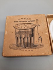 Vintage Acme Milk Glass Tumbler Cover Dose Indicator Spoon Holder 1896