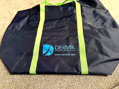 pharmaceuticals promo: HUGE dark navy tote bag from Carac, Benzacin, Penlac