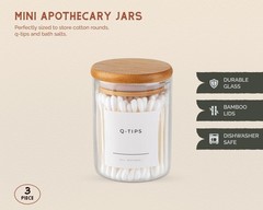 Vase and Vessel Mini Glass Apothecary Jars with Bamboo Lids, Small Bathroom a…