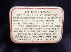 Old Medicine Tin Partola Doctor Candy Antiseptic Mint Laxative Jersey City NJ