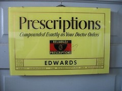 Vtg advertising GLASS sign Prescriptions Compounded Abbott Laboratories 18 x 12
