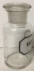 VTG APOTHECARY DRUGSTORE LABEL GLASS BOTTLE JAR GERMANY SUCROSE EIMER AMEND N.Y.