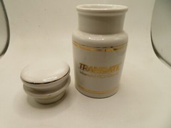 1960s Ceramic Apothecary Pharmaceutical Jar Trandate Labetalol HCI/Glaxo GIFT DR