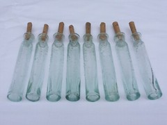 2 X Old Small Medicine Glass Pharmacy Bottle Green Long Approx. 10.0 Cm