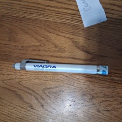 VIAGRA Pfizer Pharmaceutical Pens Flashlight Bullet Chrome Blue RARE HTF Detrol