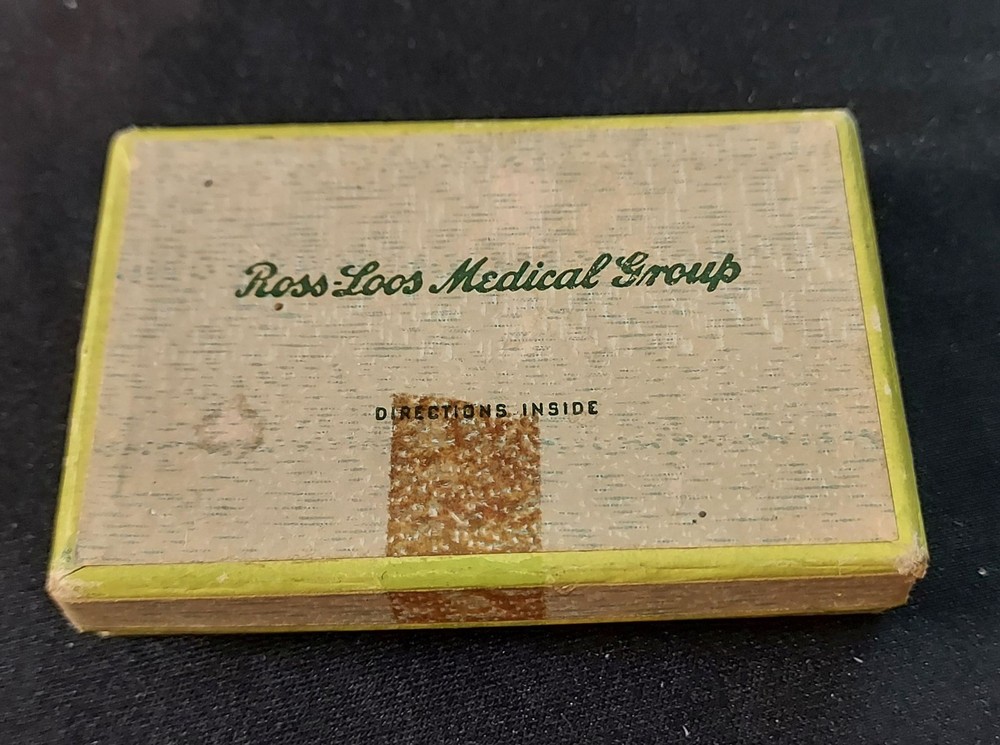 VIntage Adv Promo Cardboard Pill Box – Ross-Loos Medical Group, Los Angeles