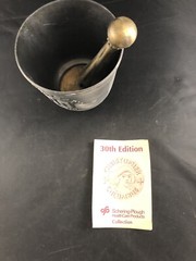 Vtg 1992 Schering metal Mortar and Pestle 30th Edition Christopher Columbus GS6