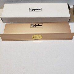 Upjohn Desk Name Plate Holder Gold Pharmacist Medical Vintage