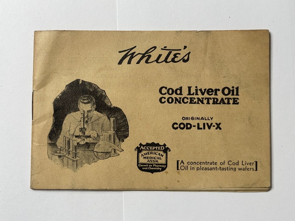 Antique 1920s – White’s Cod Liver Oil Concentrate Hand Out Information Booklet
