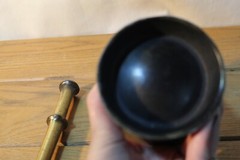 Antique Vtg Mortar and Pestle Brass Pharmacy Rx Wm Proctor 4 3/8″ T x 4 3/4″ D