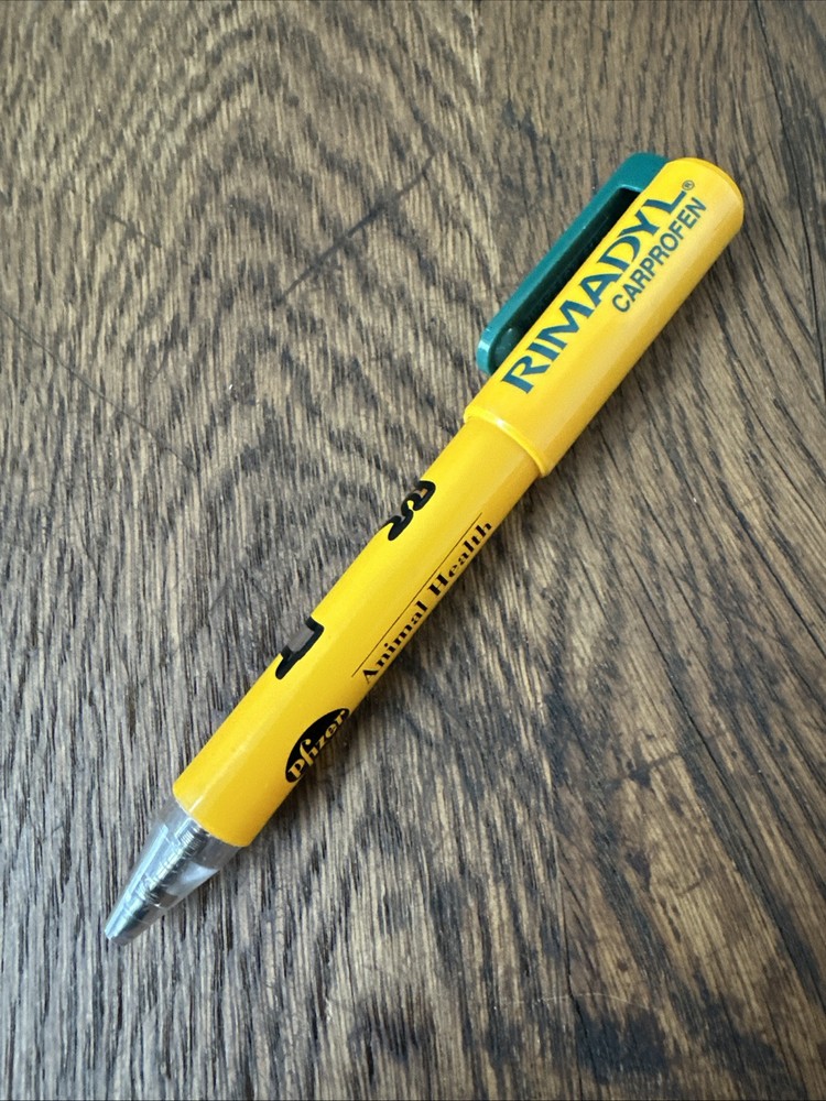 Drug Rep Pen Collectible Pfizer RIMADYL yellow Plastic