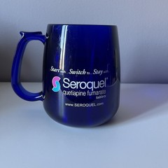 Seroquel Pharmaceutical Drug Rep Blue Coffee Mug Advertising Quetiapine Fumarate