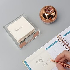 Magnetic Paper Clip Holder 3×3 Sticky Note Holder Set, Clear Acrylic Rose Gold