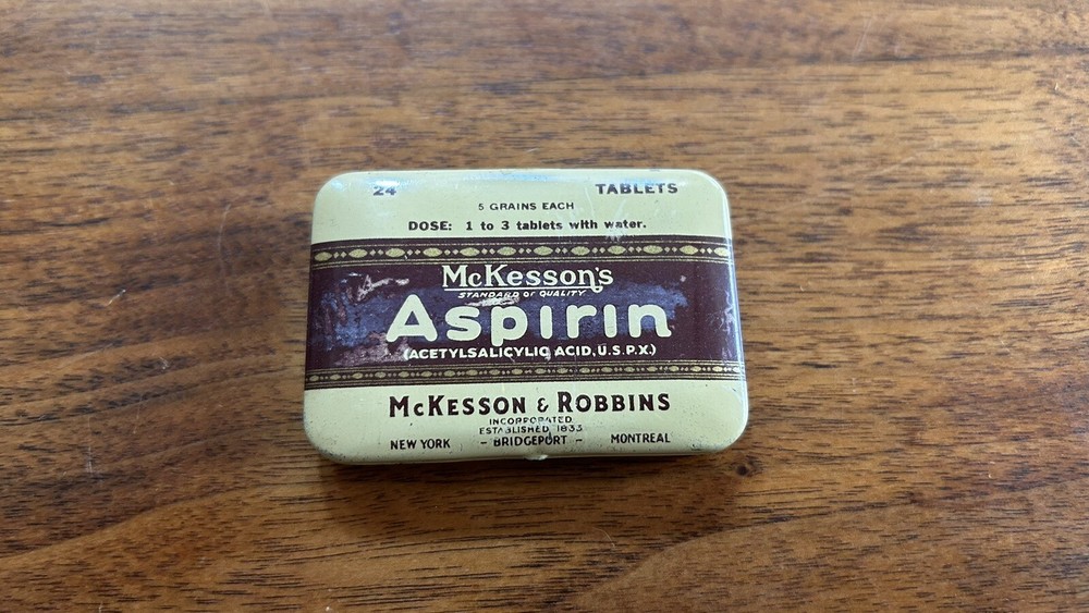 McKesson ASPIRIN TABLETS TIN Vintage Medicinal Tin Container
