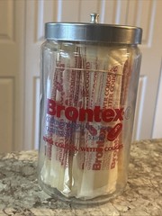 Brontex Drug Rep Pharmaceutical Promo Glass Canister W/Tounge Depressors