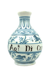 A Italian Faience Apothecary Ceramic Chemist Bottle Inscribed: Aq Di Greedri
