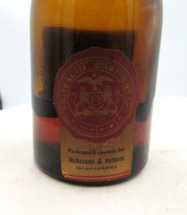 MM – 1940’s Fritzsche Bros NY Oil of Pennyroyal 4 1/2″ Amber Medicine bottle