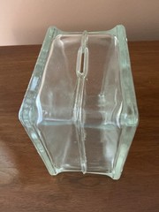 1950’s PEOPLES DRUG STORES HEAVY GLASS BLOCK ADVERTISING COIN BANK SAVINGS CLEAN