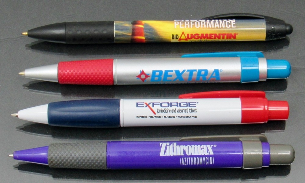 Lot 4 Chunky PENS Drug Rep Pharmaceutical Promo Augmentin Bextra Exforge Zithro+