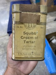Rare: Vintage Tin Squibb: Cream Of Tartar Sodium Bicarbonate 1lb Tin