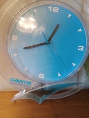 Chantix Pharmaceutical Vntg Wall Clock Clear Acrylic 11 3/4″ Works Rare