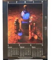 Vintage Schering Medicine Bottles Wall Poster Afrin 1989 Cobalt Paper Label Vtg