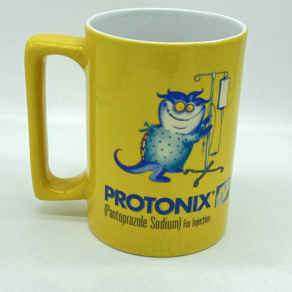 Protonix Pharmaceutical Promotional IV Medication Ceramic Yellow Coffee Mug