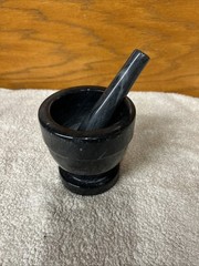 Vintage 1960′ Gray Italian Marble Mortar & Pestle-Very Good