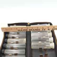 Vintage Medical Apothecary Travel Kit w/14 Glass Vials & Folding Leather Case