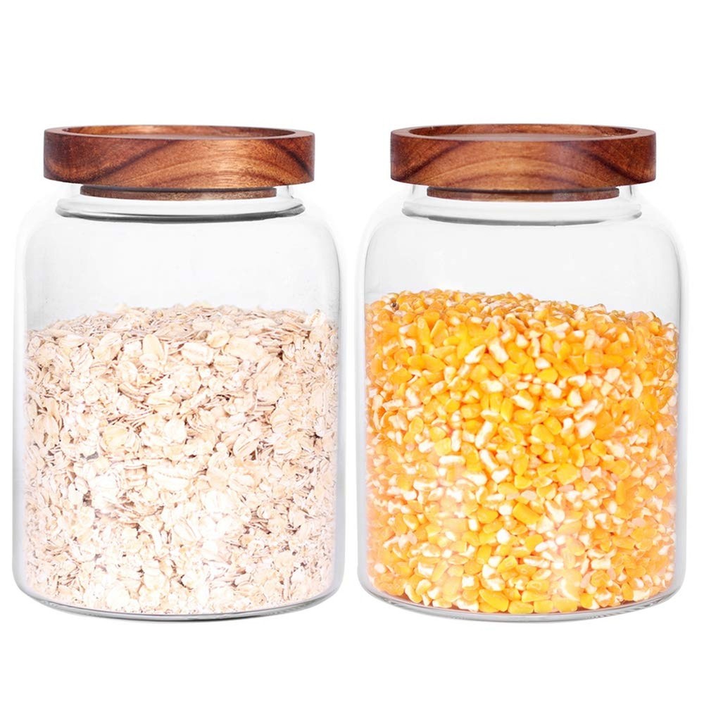 Glass Storage Jars with Airtight Lids, Set of 2 42 FL OZ (1250ml) coffee cont…