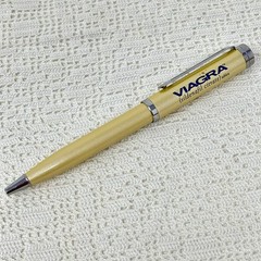Vintage Viagra Pharmaceutical Drug Rep Ink Pen Writes Black Heavy Golden Yellow