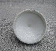 Collection of Small Blue Slip-Decorated Ceramic Apothecary Jars with Lids