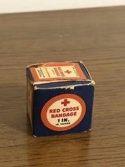 Vintage J&J Red Cross Bandage Medical Original Box & Bandage Antique