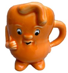 Actos Anthropomorphic Ceramic Mug Pharmaceutical Medical Stomach orange