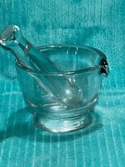 Vintage Clear Heavy Glass Mortar & Pestle Apothecary