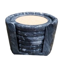 Pfizer Promotional Advertising Marble Coaster Set Of 6 W/ Caddy & Felt