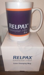Pharmaceutical Drug Rep RELPAX LOT OF 6 Color Changing Mug, Notepad, Clock, Clip