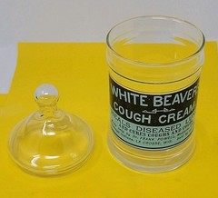 Vintage Glass Jar White Beaver’s Cough Cream Medicine Lacrosse WI Indians RARE