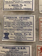 Lot 24 Antique Medicine Bottle Labels Opium, Poison – L. Kron Ph. G. Phila.