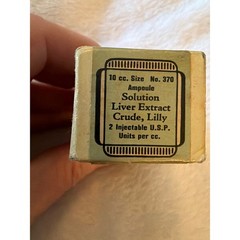 Vintage Eli Lilly Solution Liver Extract Crude apothecary Medicine Box 1942