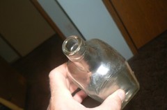 SUPER RARE 1890s SAVOY DRUGEIST LABELED CLEAR SQUAR CORK BOTTLE. CHICAGO. ILL.