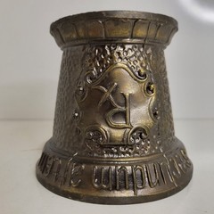 Vtg Coricidin Heavy Brass 4″ Tall Mortar & 6″ Pestle Apothecary Pharmacy Rx