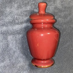 “ Lactucarium” Apothecary Jar- Burgundy w/ Gold Trim 8.5”