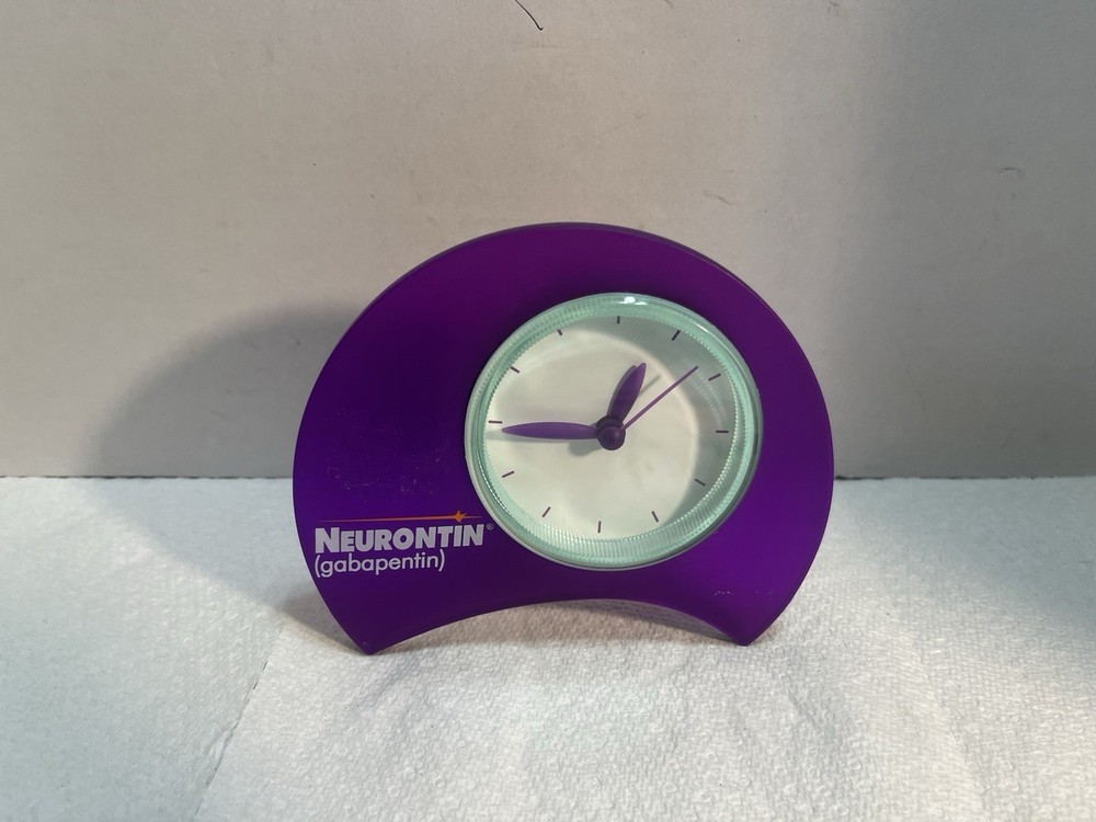 Drug Pharma Neurontin Space Age Purple Promo Desk Clock Tested Working 2835