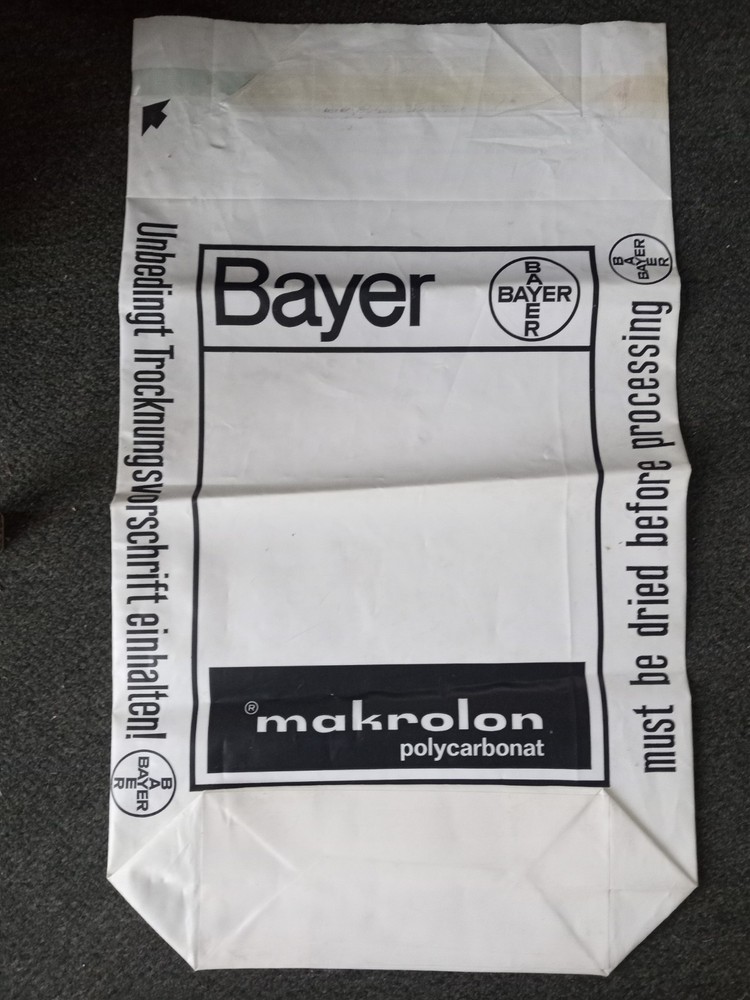 Vintage BAYER Pharmaceuticals Makrolon Polycarbonat Chemical Compound Bag 1970s