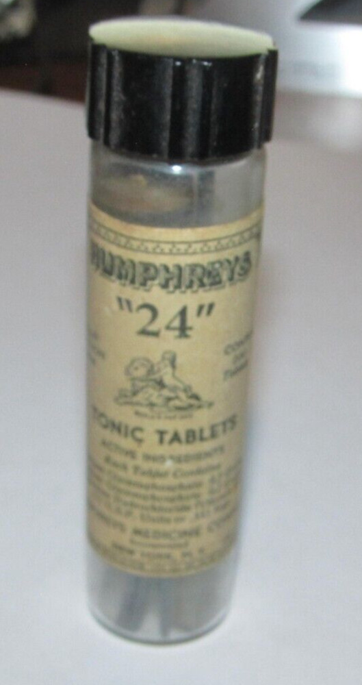 Vintage Glass Bottle Tube Humphreys „24“ Tonic Tablets New York, NY