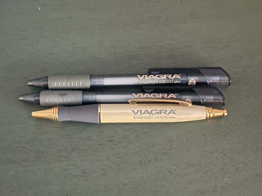 Vintage Viagra Drug Rep Promotional Ink Pens Lot Of 3