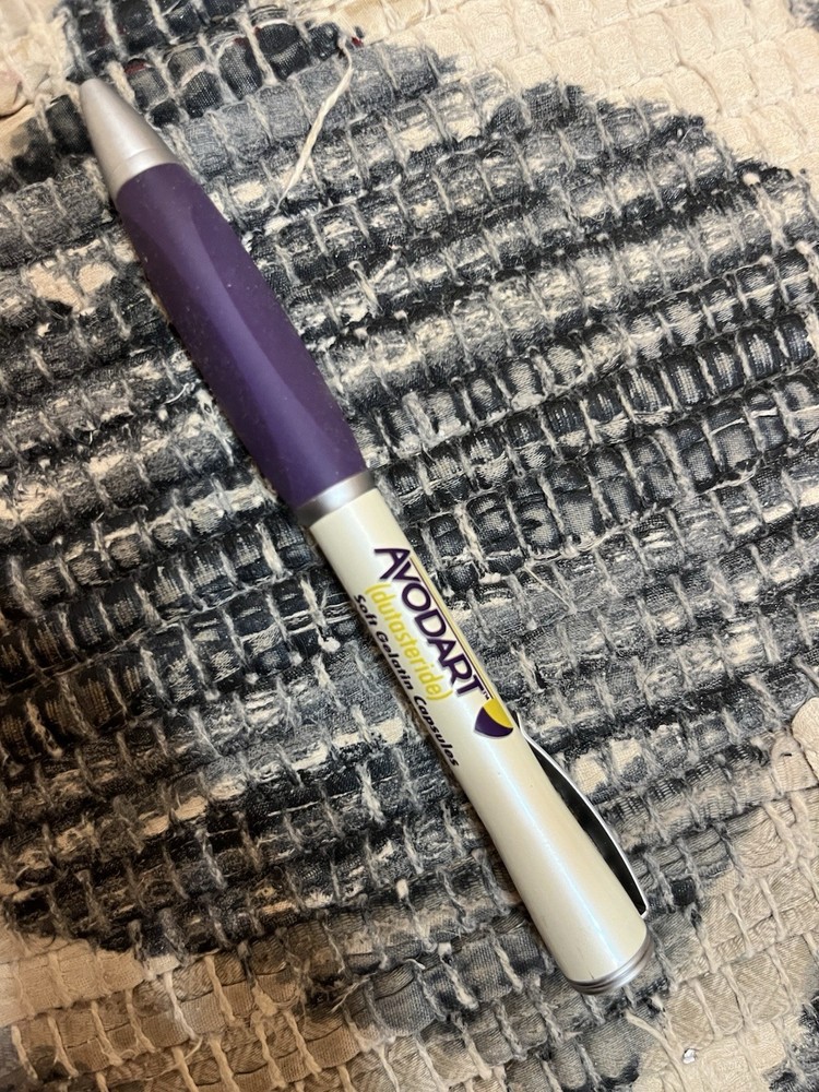 Avodart Purple Grip White Metal Twist Pharmaceutical Drug Pen Advertising NO INK