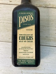 Vintage PISO’S Chloroform Cough Syrup Medicine Bottle Rare Original Box Amber